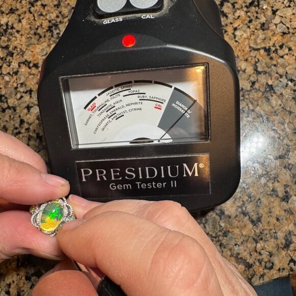 NWOB 925 Sterling Silver Opal and Diamond Ring Size 7 1/4 Signed JS - Picture 7 of 7